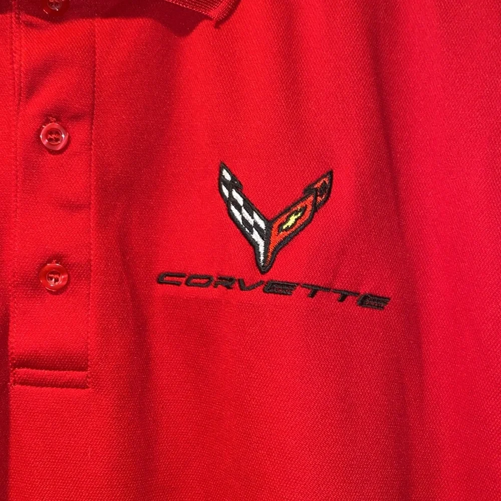 Red Golf Shirt Corvette logo XXL - Picture 2 of 9